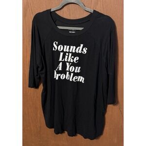 Torrid "Sounds Like A You Problem" Classic Fit Vintage Slub Black Raglan 2X Tub7